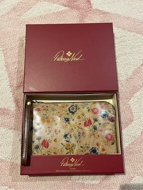 Patricia Nash Floral Leather Wristlet in Prairie Rose